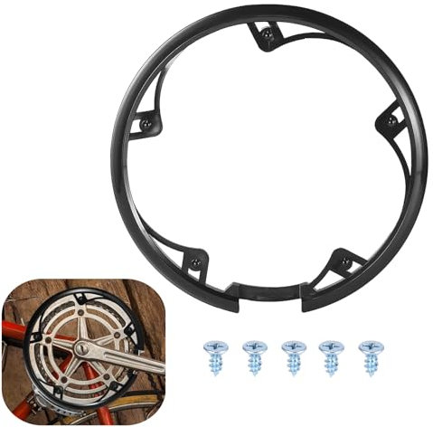 Selxran 1 PCS Bicycle Chain Wheel Protector Professional Bike Chain Guard Protector Bicycle Sprocket Cover with 5 Screws Cover Accessories for Mountain Bike, Black,5 Holes 48T