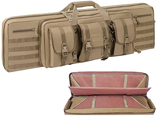 BomDog Weichewehrtaschen Für Schießstand, Doppeltewehr-Pistolentasche, Multifunktions-Waffentasche, Tasche Für Jagdschießen, Aufbewahrungstransport/Desert/118Cm/46.5Cm