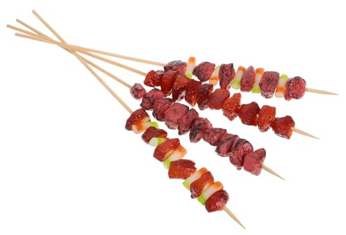 ibasenice 4 Stück Künstliches Grillspieße Spielset und PVC Realistische Fleischnachbildungen als Foto Requisiten für Grillspiele Zuhause