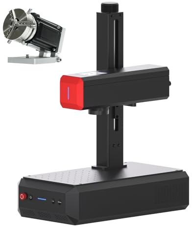 ComMarker B6 60W JPT Mopa Fiber Engraver with Rotary Axis, Auto Focus Screen, Portable Laser Engraver, Color Marking, 150mm x 150mm, Lightburn Compatible, Laser for Metal, Plastic, Jewelry