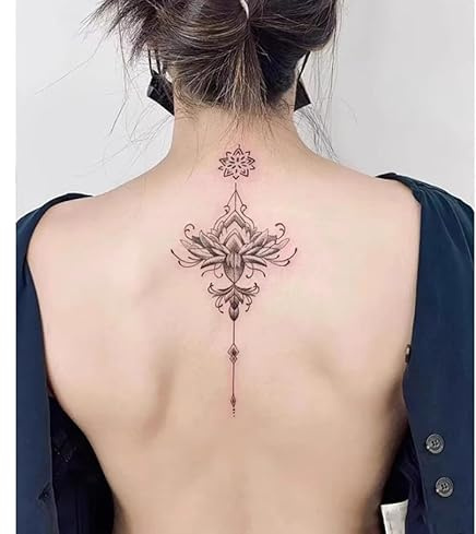 2Pcs Herbal Temporary Tattoos Stickers Fake Tattoos Sanskrit Flower Back Juice Female Male Semi-Permanent Non-Reflective Waterproof Lasting 2 Weeks