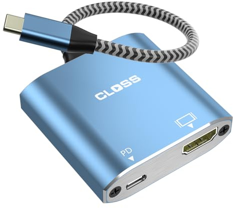 CLOSS 2-in-1 USB C to HDMI Adapter with 100W PD Charging, Type-C to HDMI 4K Thunderbolt 3/4 Compatible, USB-C HUB Durable Design for MacBook, iPad, iPhone, High-Speed Data Transfer & Power Delivery