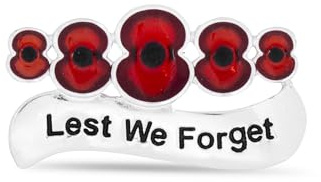 Official Royal British Legion Lest We Forget Poppy Bar Pin