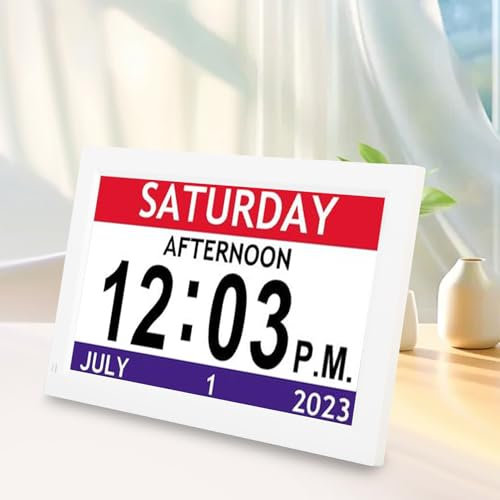 Digital Calendar Dementia Anche CLOCHIO, ORCOLO DIMATO di BRIMICO con Data e Giorno della Settimana, 12 Allarmi, Orologi da 7 Pollici per Anziani, Dignaggio Automatico,