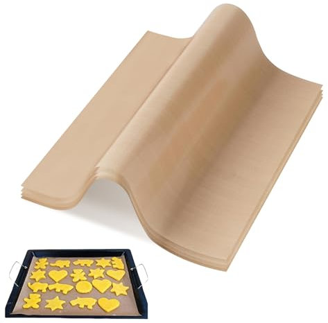 VINPAM 10 Pack Non-Stick Teflon Oven Liners – Reusable Baking Mats for Fan Assisted Ovens & BBQ, Heat Resistant 270°C (30x50cm), Protects Trays from Dough, Meat & Macarons