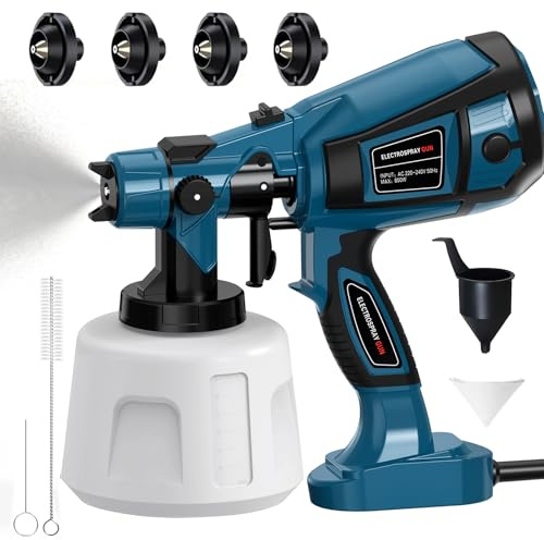 SternSinn® HVLP Pistola de Pintura Electrica, 1400ML Pulverizador Pintura con 4 Boquillas, Pulverizador de Pintura, Flujo Ajustable, para Paredes, Cercas, Jardín y Renovación de la Casa