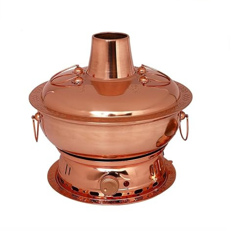 Faitout en cuivre avec double base chauffante électrique, design fendu, facile à nettoyer, idéal pour les réunions de famille, 34 cm
