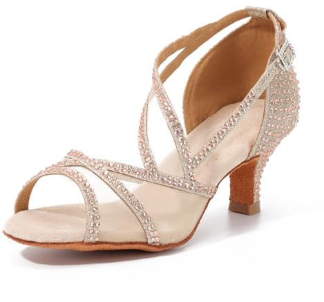 Syrads PedreríA Zapatos de Baile Latino para Mujer Salsa SalóN Tango Moderna Bachata Zapatos,Oro 6cm Heel,37 EU