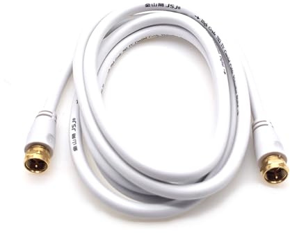 JZK 1.8 m Cavo coassiale per antenna TV SAT RF bianco, connettori coassiali placcati in oro tipo F maschio maschio per HDTV, radio DVB-S DVB-S2, decoder