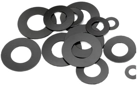 50-200 pezzi di rondelle di tenuta in nylon e grafite con anello piatto nero M8 M10 M12, rondelle rigide di tenuta in plastica(M10x15mm-100Pcs,0.5mm)