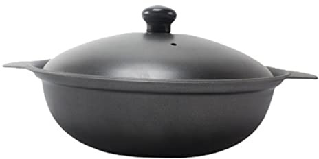 POPETPOP Cazuela De Hierro Pequeña 20cm Con Tapa De Hierro Fundido Recipiente Para Arroz y Pollo Estofado Sin Revestimiento Resistente a Ácidos y Álcalis Uso Cocina Saludable y Ahorro Energético