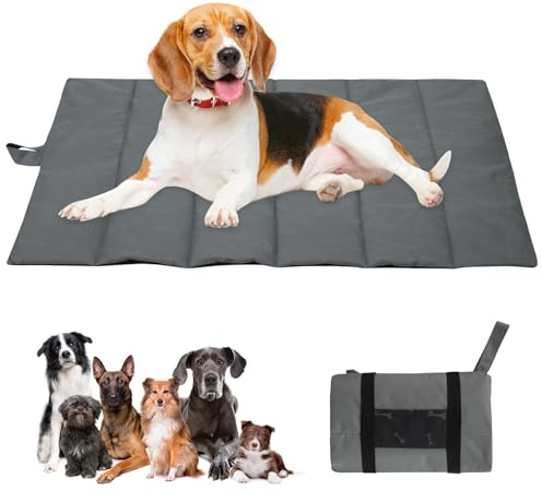 BORDEAG vattentät hundmatta, hundtäcke på resan, 108 x 66 cm vikbar vattentät hundfilt, hundfilt utomhus, stor resefilt för husdjur camping hundbädd för hundar katter