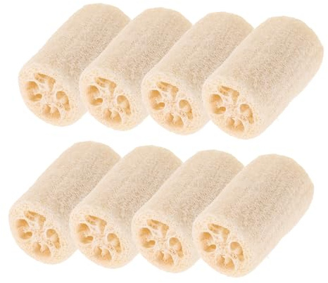 HAMPPLIES 8stücke Natürlicher Luffa Peeling Schwamm für Bad und Dusche Hautfreundliches Körper Peeling Pack für Gesicht und Rückenpflege