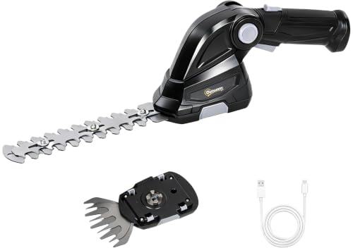 Outsunny 2-in-1 Akku Heckenschere 2 x 7,2V 2,0 Ah Akku 2 Klingen Schwarz | Elektrischer Hecken & Strauchschere, Wiederaufladbar, Austauschbare Klingen, für Äste, Sträucher, Zweige