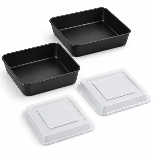 Thryvix Set di 2 Teglie Quadrate in Acciaio Inox con Rivestimento Antiaderente, Ideali per Torte, Brownie e Lasagne, Facili da Pulire, Perfette per Cucina Quotidiana