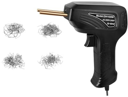 Pistola De Soldar Plástico 100W, Soldador Con 200 Clavos Soldadura, Kit Herramientas Reparación Parachoques Coche For Tablero/radiador, Hierro Calentamiento RáPido(Black 100W)
