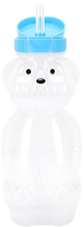 lyrlody Bottiglia con Cannuccia Bear 3 Pezzi PE PP Tazza con Cannuccia Bear 8oz 230ml Coperchio a Tenuta Stagna con in Silicone per Frullati di Succhi di Latte Bambini e Uso Domestico (Berretto blu)