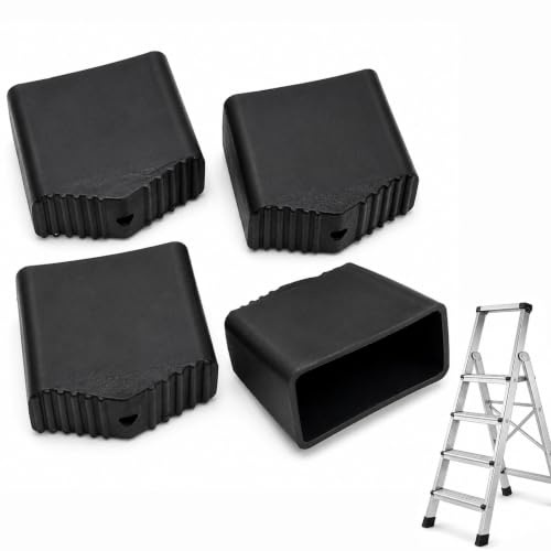 Pyralidsg 4 Piezas Patas de Escalera, 4 x 2 cm Pies de Escaleras, Resistente y Duradero, Antideslizantes para Escaleras, Tacos Escalera Negro, para Telescópicas y Convencionales