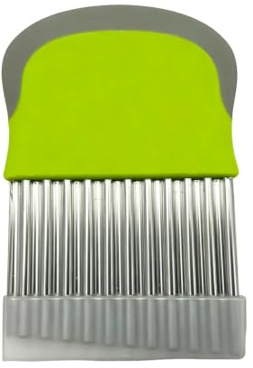 Coupe Frites Ondulé Acier Inoxydable Lame Pomme Terre Légume Fruit 1pc | Découpe crantée efficace, manche sécurisé, tranchant vague stainless, cuisine polyvalent, oignon, rangement gaine