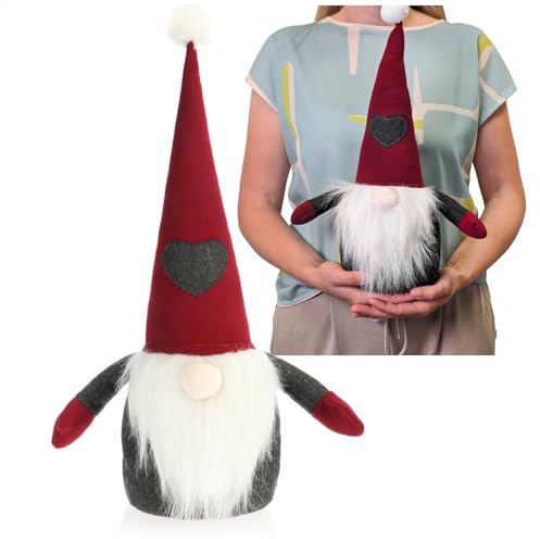 com-four® Wichtelfigur 40 cm, Dekoration für Regal, Fensterbank, Kamin | Stabiler nordischer Wichtel 1,4 kg - Skandinavische Wichtel Figur für Weihnachten
