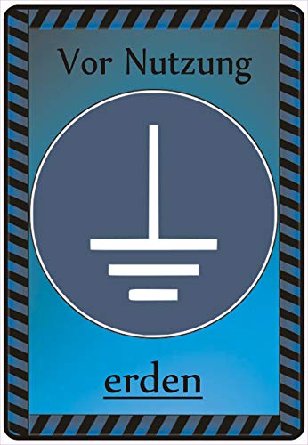 Schild Hinweisschild Hinweis Vor Nutzung erden Vorischt Hochspannung Strom SOS
