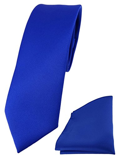 TigerTie Herren Krawatte – schmale 5,5 cm Krawatte Designer Einstecktuch in royal einfarbigem Design, ideal für Geschäftstermine, festliche Anlässe und die Freizeit