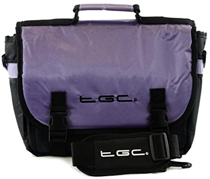 New TGC ® Messenger Style TGC Padded Carry Case Bag for The Audiovox PVS6360 Kids 6.2-inch Portable DVD Player (Electric Purple & Black)