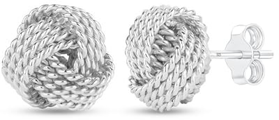 LeCalla Ohrstecker aus 925er Sterlingsilber – Liebesknoten-Design – Italienischer Stil, leicht, gedrehter Liebesknoten – Schmuck für Damen