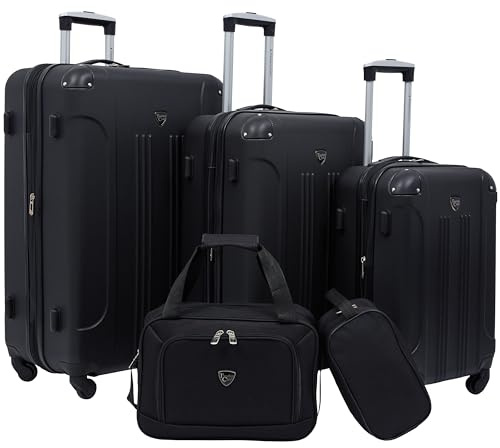 Travelers Club Chicago Hardside Expandable Spinner Luggages, Black, 5 Piece Set, Chicago Hardside Expandable Spinner Luggage
