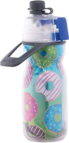 O2COOL Mist 'N Sip Kids Misting Water Bottle 2-in-1 Mist And Sip Function With No Leak Pull Top Spout Kids Reusable Sports Water Bottle - 12 oz (Donuts)