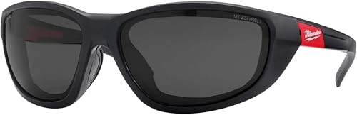 Milwaukee High performance protective eyewear tinted with removable foam.