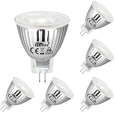 HiBay GU4 LED Glühbirne 5W Warmweiß, ersetzt 45W LED Leuchtmittel, AC/DC 12V MR11 LED Lampe 3000K Spot Glühlampe 400LM Strahler Leuchte 38°, ø35x42mm, 6er Pack