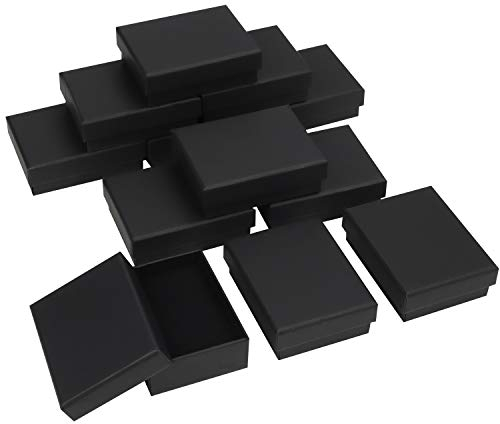 Kurtzy Cajitas Regalo para Joyas Papel Negro con Ventana (Pack de 12) 9 x 7 x 3 cm – Caja Mate con Insertos de Espuma - Cajas de Joyería Pulsera, Pendientes, Collares y Anillos - Cajas Pequeñas Regalo