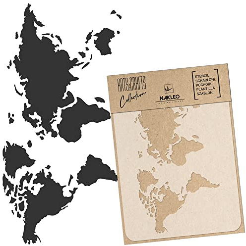 NAKLEO Pochoir pour Peinture Artisanat A3 30x42cm, Modèle en Plastique, Réutilisable, Monde Carte Holiday, DIY Bricolage Scrapbooking Décoration a Peindre, Mur Sol Bois Tissu Meuble