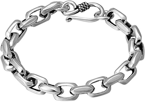 ForFox Massiver Echt 925 Sterling Silber Armband Gliederkettenarmband Kettenarmband mit Gliedern für Herren 8mm 18/20 cm