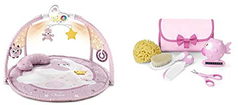 Chicco Palestrina dei Colori Rosa 3In1, Palestrina Neonato Multifunzione Elettronica con Tappeto Neonato, Proiettore Stelle, Luce Notturna Removibile & Set Igiene per Cura dei Bambini, Rosa