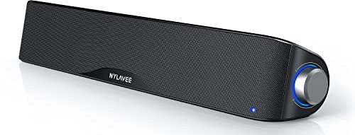 Nylavee Computer Speakers, Hi-Fi Stereo Computer Sound Bar with Bluetooth & 3.5mm Aux, USB/USB-C Powered for Desktop PC, Laptop & Monitor, Built-in Mic and Headphone Jack