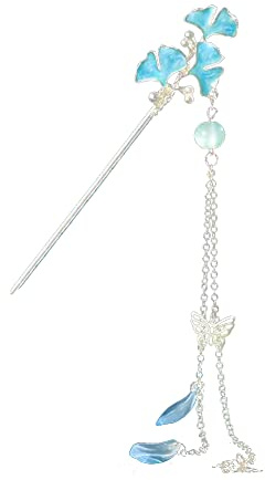 LICHENGTAI Palillos de Pelo Chino, Palillos de Pelo de Flores Tradicionales Chinas, Horquilla de Ginkgo Biloba, Palillo de Pelo CláSico Accesorios para El Cabello Horquilla con Borla