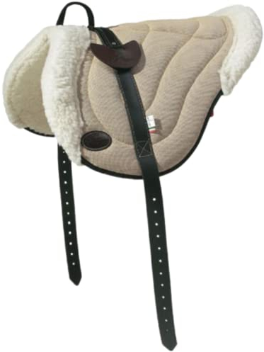 PIONEER Hästsadel i bomull och silhuett för naturberg, amerikansk ridsadel tillverkad i Italien med Ovatta-stoppning, barback 55 x 45 cm med ridning i neopren