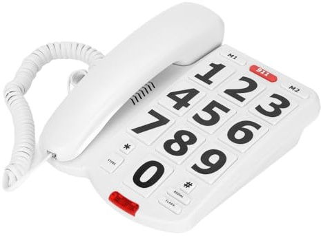Telefono con Pulsanti Grandi Non Udenti e Non Vedenti, Suonerie Super Rumorose, Facile da Leggere Fisso
