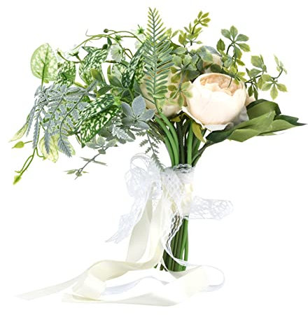 MINGZHE Main Bouquet Artificielle Rose Fleurs Rose Fleur Faux Soie Hortensia Fleur Main Attachée Bouquet Rose pour La Maison Hôtel Bureau Fête De Mariage Jardin Artisanat Art Décor(Champagne)
