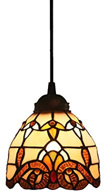 DERBUT Lámpara colgante de estilo Tiffany en vitral barroco vintage, lámpara de techo, accesorio colgante para comedor, bar, restaurante, lámpara de araña, E27,6 pulgadas