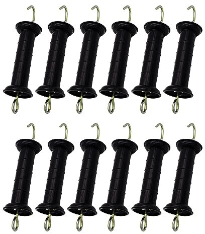 Plastic Electric Fence Gate Handle Insulators, Gate Handle with Spring (Black) (12)