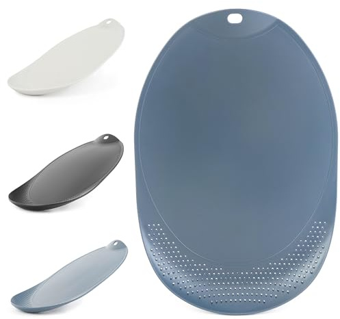 KADAX Skärbräda med dräneringssystem, modern frukt- och grönsaksbräda, robust skärunderlägg med fingerhål, köksbräda (mörkgrå)