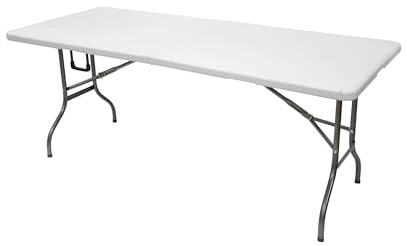 Blumixx Table de camping pliable 180 x 74 x 74 cm – Table pliante légère avec poignée de transport – Table de jardin résistante aux intempéries – Table de buffet pliable pour camping, jardin, balcon
