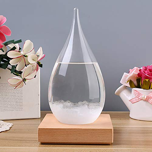 Storm Glass Weather Station, Glass Weather Forecaster with Colorful Light Base Barometer Weather Forecast Bottle Weather Predictor for Desktop Decor, Gift for Women's Day Unique Gift for Women