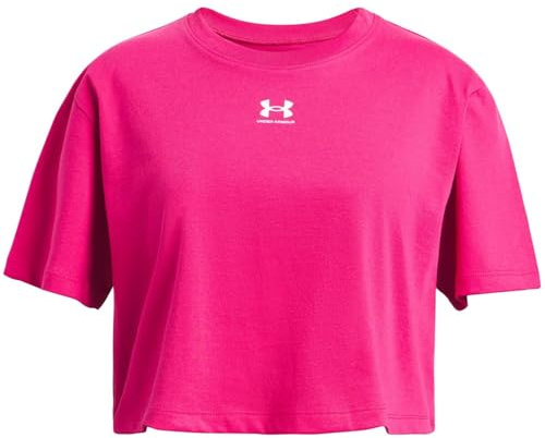 Under Armour Maglia a Maniche Corte UA Rival per Ragazze, Fucsia sfumato / / Bianco, L