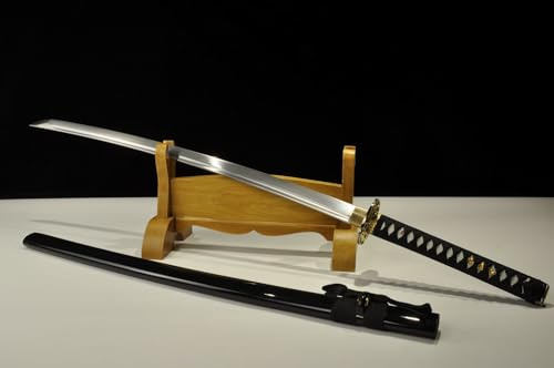 TEERMA 40 Zoll China Handmade Handschmieden Katana Schwert aus Hohem Mangan Stahl scharfes und echtes Katana China Schwert DS017