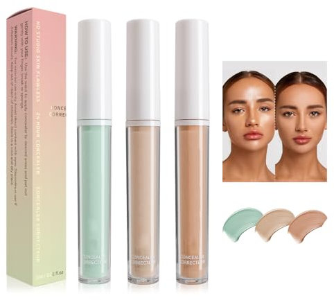 Correttore Per Il Viso, Correttore Liquido, Full-Coverage Concealer, Correttore Viso Leggero, Correttore Liquido In Stick, Idrata La Pelle E Copre Le Imperfezioni (01#+05#+06#)