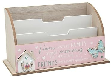 Lesser & Pavey Friends & Family Letter Rack | Wooden 3-Compartment Holder for Home and Office | Stylish Gift for Organization | Perfect for Desk or Countertop